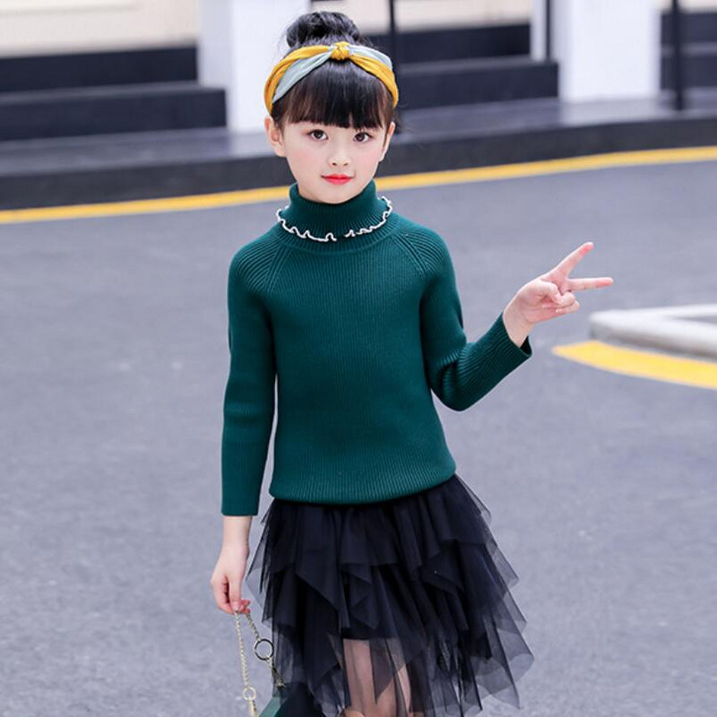 3–13-aastane sügis-talv väikelaps teismeliste laste riided Tüdrukute sviiter kampsun pikkade varrukatega lastele kootud kilpkaelusega kampsunid, topid
