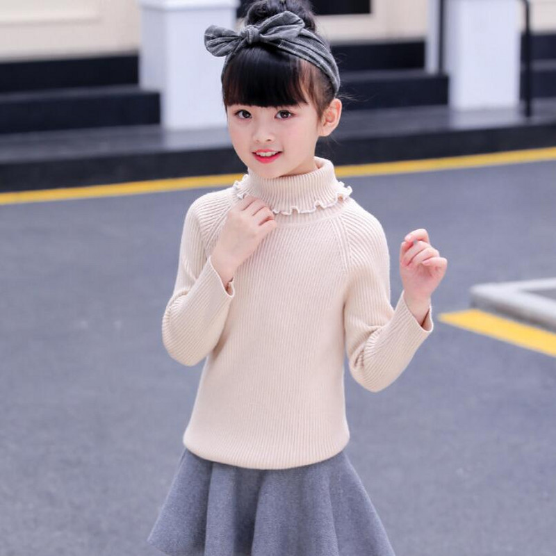 3–13-aastane sügis-talv väikelaps teismeliste laste riided Tüdrukute sviiter kampsun pikkade varrukatega lastele kootud kilpkaelusega kampsunid, topid