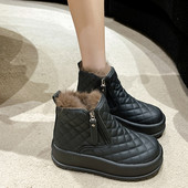 Cizme de iarnă de damă Cizme de zăpadă de damă Cizme cu fermoar lateral Cizme de damă antiderapante din blană de pluș Botine calde pentru navetă