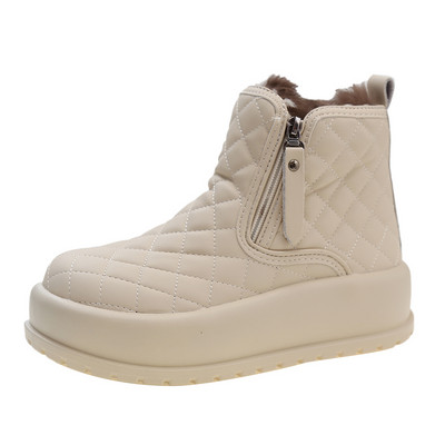 Cizme de iarnă de damă Cizme de zăpadă de damă Cizme cu fermoar lateral Cizme de damă antiderapante din blană de pluș Botine calde pentru navetă