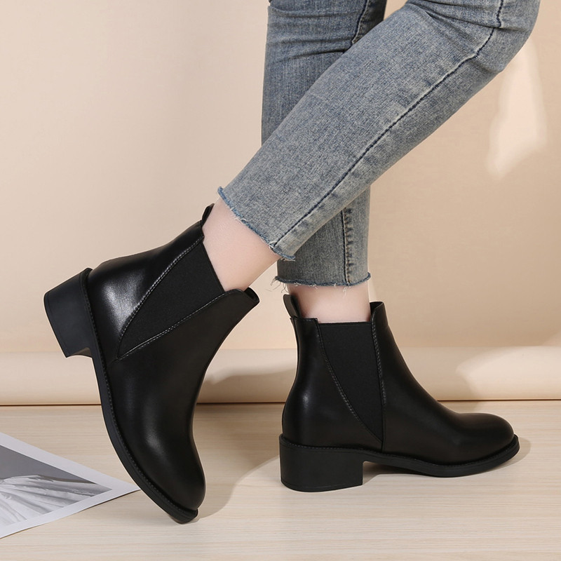 Naiste kingad 2023. aasta pahkluu naiste saapad Klassikalised Moodsad naiste saapad, tugevad, veniv õmblemine ümmarguse varbaga Turske kontsaga kingad naistele