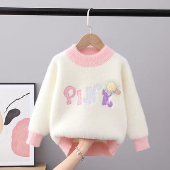 Есен 2023 г. Детски пуловер Пуловер Трикотаж с кръгло деколте за момичета Детска мода Топъл пуловер с дълъг ръкав с анимационно мече