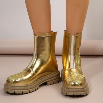 Дамски обувки 2023 Марка Дамски ботуши с цип Модни модерни ботуши с бродерия Дамски висококачествени ботуши на платформа Дамски обувки
