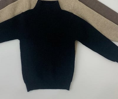 Korea stiilis uus talvine laste avar silmkoelised kampsunid, puhast värvi kilpkonnaga kaelarihm Beebipoistele Pulloverid Topid Lastele soe kampsun