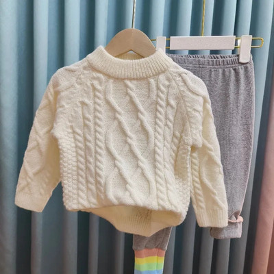 Kommivärvi Beebi kudumine Triibuline Swater Kid Täiesti sobiv pullover Retro kanepimustriga topid poisile hoiavad soojas pehme puuvillased kampsunid