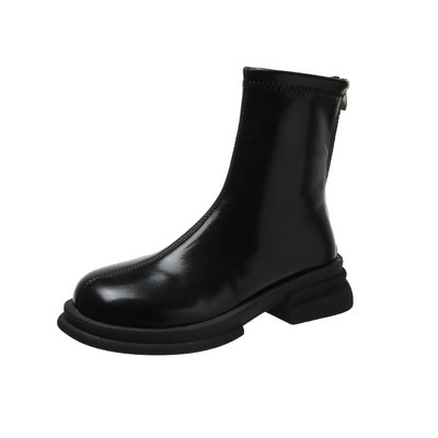 Pantofi pentru femei 2023 Cizme de dama de marca glezna Cizme moderne de dama cu platforma de cusut cu fermoar la spate varf rotund cu toc pantofi de dama