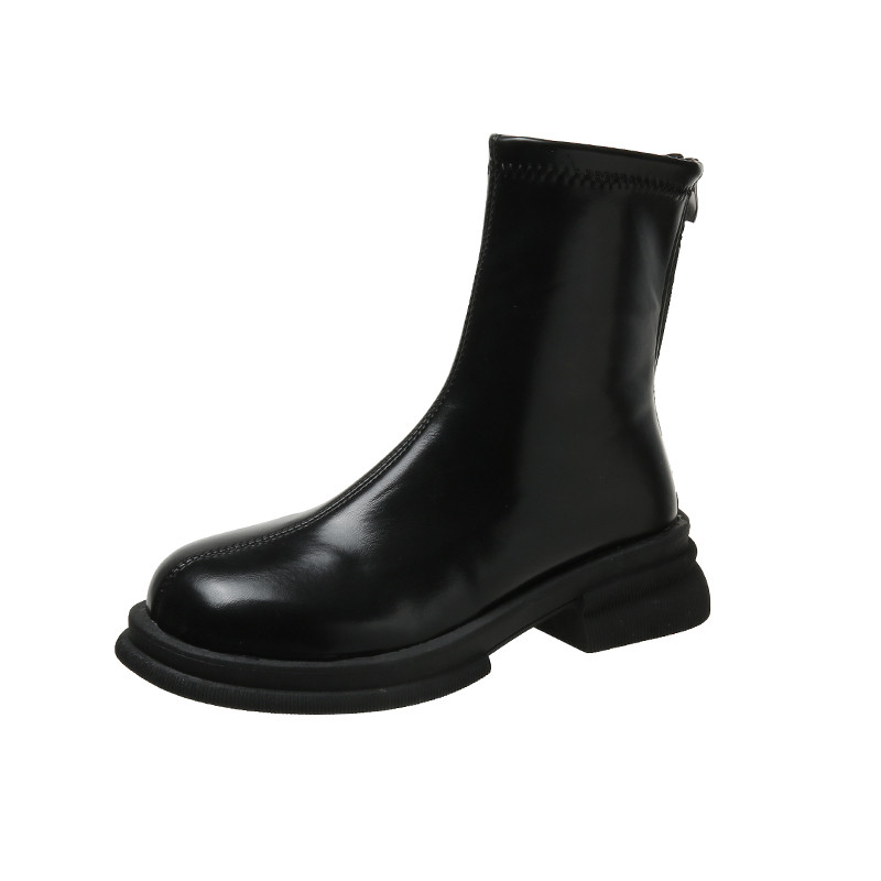 Pantofi pentru femei 2023 Cizme de dama de marca glezna Cizme moderne de dama cu platforma de cusut cu fermoar la spate varf rotund cu toc pantofi de dama