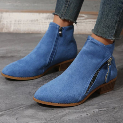 Botine de damă 2023, de primăvară, vintage, cu fermoar, cizme scurte cu toc, pentru femei, modă, cu toc gros, pantofi ocazional, pentru femei.