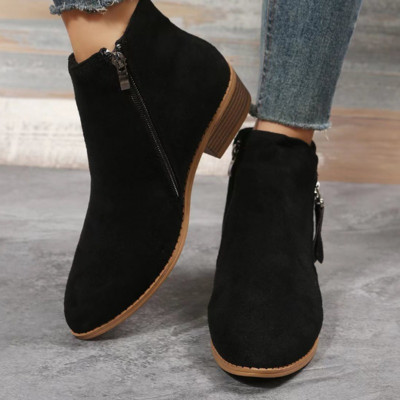 Botine de damă 2023, de primăvară, vintage, cu fermoar, cizme scurte cu toc, pentru femei, modă, cu toc gros, pantofi ocazional, pentru femei.