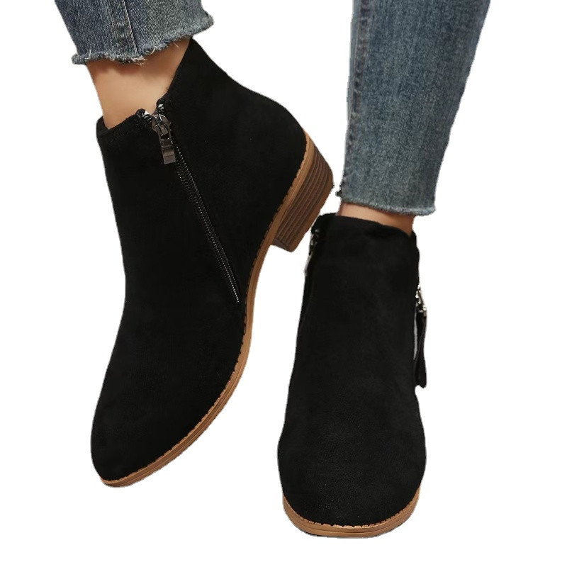 Botine de damă 2023, de primăvară, vintage, cu fermoar, cizme scurte cu toc, pentru femei, modă, cu toc gros, pantofi ocazional, pentru femei.