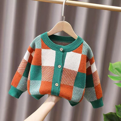 Cardigan tricotat cu buzunar din desene animate pentru copii mici, pentru băieți, fete, îmbrăcăminte de toamnă, iarnă, pulover îngroșat pentru copil, pentru haină pentru copii