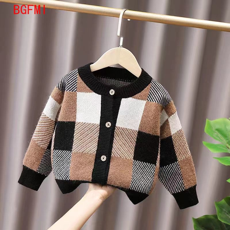 Cardigan tricotat cu buzunar din desene animate pentru copii mici, pentru băieți, fete, îmbrăcăminte de toamnă, iarnă, pulover îngroșat pentru copil, pentru haină pentru copii