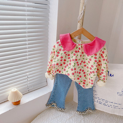 Tüdrukute rõivakomplektid Sügiskevadine pikkade varrukatega särk+teksad Väikelaste Tüdrukute riided Mood Lasteriided Tüdrukute Ülikonnad Lastele 2tk