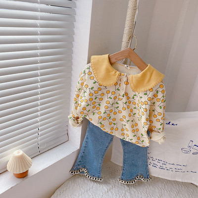 Tüdrukute rõivakomplektid Sügiskevadine pikkade varrukatega särk+teksad Väikelaste Tüdrukute riided Mood Lasteriided Tüdrukute Ülikonnad Lastele 2tk