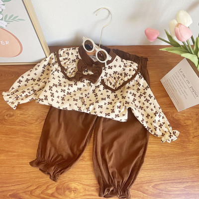 Tüdrukute rõivakomplektid Sügiskevadine pikkade varrukatega särk+teksad Väikelaste Tüdrukute riided Mood Lasteriided Tüdrukute Ülikonnad Lastele 2tk