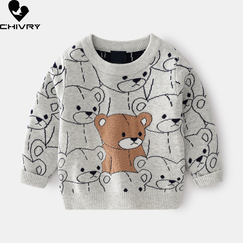 Uued lapsed Lapsed Mood Pullover Kampsun Sügis Talv Poisid Armsad Multifilmid Karu O-kaelusega Kootud Kampsunid Kampsunid Topid Rõivad