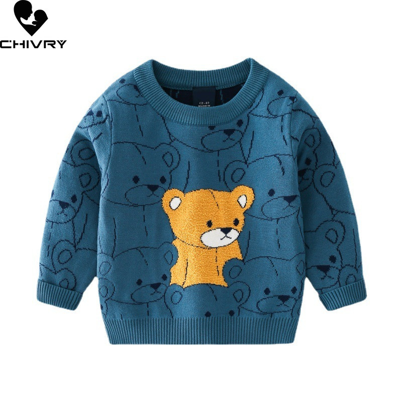 Uued lapsed Lapsed Mood Pullover Kampsun Sügis Talv Poisid Armsad Multifilmid Karu O-kaelusega Kootud Kampsunid Kampsunid Topid Rõivad
