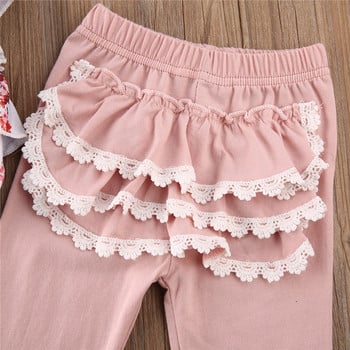 2-6 години Дрехи за момичета 2019 Есенни бебешки момичета Детски топове с дълги ръкави на цветя Розови панталони Анцузи за момичета Детски комплект