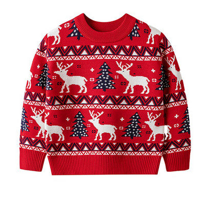 Pulover pentru copii de Crăciun, iarnă, bumbac, băiețel, fetiță, tricotat, mâneci lungi, imprimat, cald, desene animate, îmbrăcăminte de Crăciun pentru copii