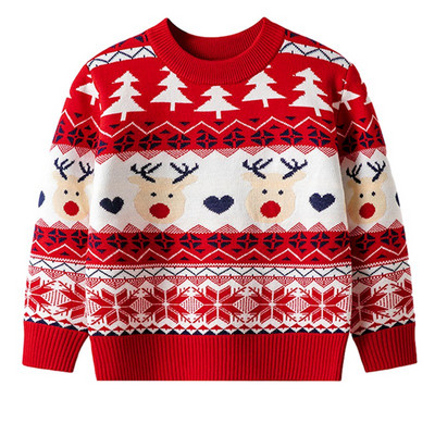 Pulover pentru copii de Crăciun, iarnă, bumbac, băiețel, fetiță, tricotat, mâneci lungi, imprimat, cald, desene animate, îmbrăcăminte de Crăciun pentru copii