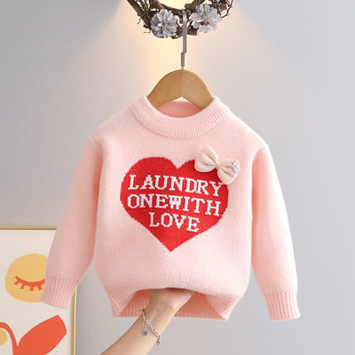 Dievčenský kašmírový sveter, zimný detský plyšový teplý vysoko kvalitný vlnený sveter, 2-6 rokov, detský batoľací kreslený pletený sveter
