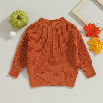 2023-07-23 Lioraitiin 0-4 години Прохождащо бебе момче момиче плетен пуловер Хелоуин тиква/череп печат Топли пуловери с дълъг ръкав