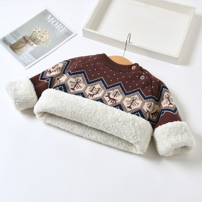 MILANCEL Pulover de Crăciun Ren Haine tricotate pentru bebeluși Pulover pentru sugari Căptușeală de blană Pulovere