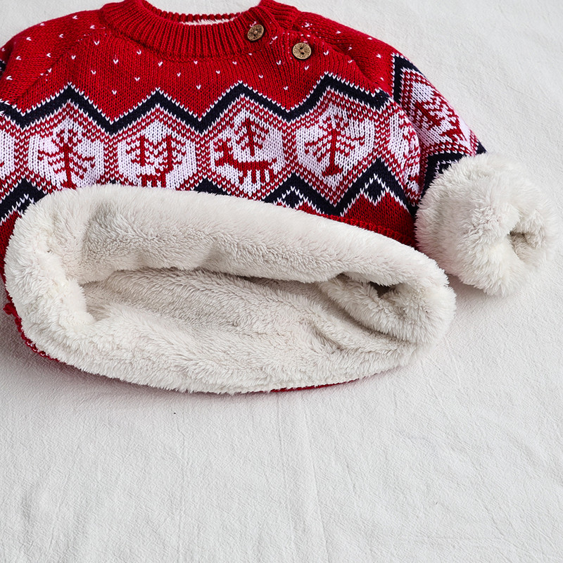MILANCEL Pulover de Crăciun Ren Haine tricotate pentru bebeluși Pulover pentru sugari Căptușeală de blană Pulovere