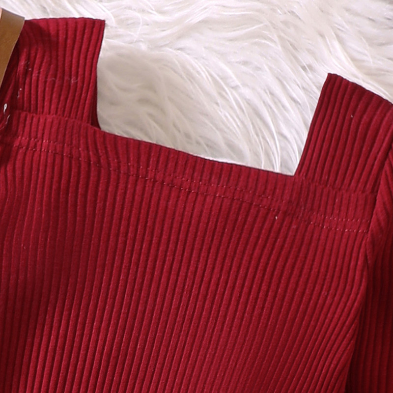 Lányos őszi új masszív kötött felső+kockás szoknya szett