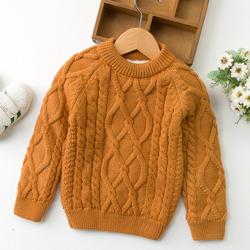 Есенно-зимно детско облекло Бебешки момичета Момчета Удебелени плюшени плетени пуловери 1-8 години Детски ежедневен свободен пуловер