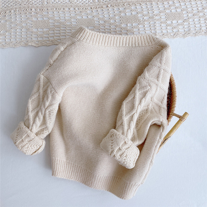 Cardigan tricotat de culoare solidă pentru copii, în stil coreean, pentru copii mici, cu mânecă lungă, haină cu gâtul în formă de O, pentru copii, băieți, pulover combinat Topuri 6M-5Y