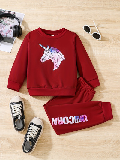 Fete Casual Unicorn Hanorac Pantaloni 2buc Set Primavara Toamna