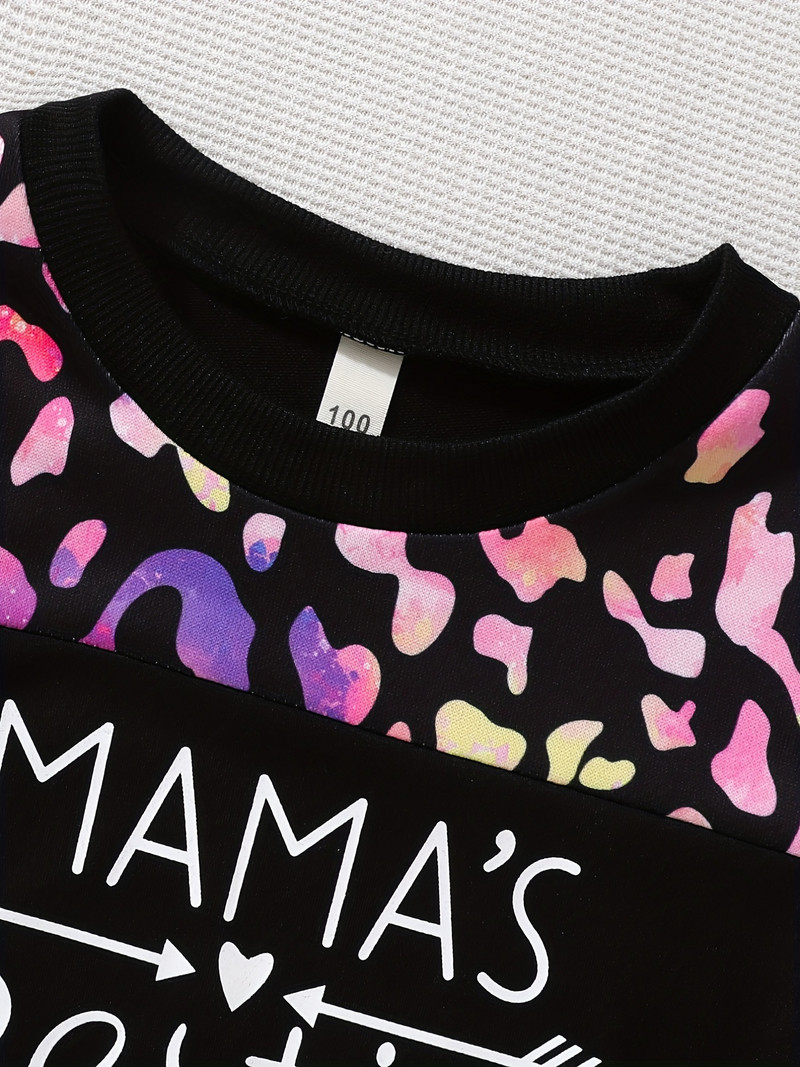 Set hanorac + pantaloni pentru fete, leopard, leopard, cu gât rotund, haine pentru copii