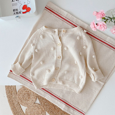 Haine pentru copii Pulovere pentru fete Mantoane de primăvară Nou Solid Drăguț tricotat Cardigan pentru fată Bumbac pur cu mânecă lungă Îmbrăcăminte pentru copii
