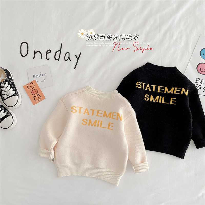 Primavara toamna bebelusi copii zambet scrisori pulovere retro 1-6 ani baieti fete moda pulovere tricotate all-match