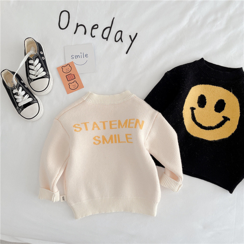 Primavara toamna bebelusi copii zambet scrisori pulovere retro 1-6 ani baieti fete moda pulovere tricotate all-match