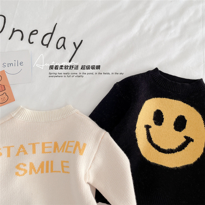 Primavara toamna bebelusi copii zambet scrisori pulovere retro 1-6 ani baieti fete moda pulovere tricotate all-match