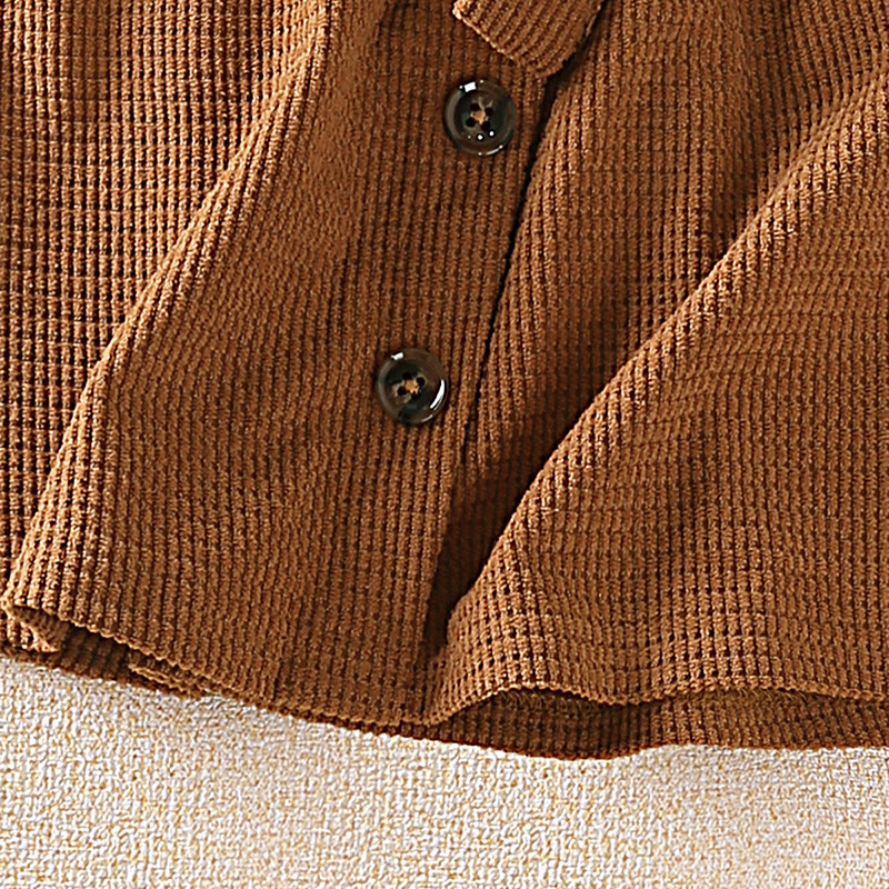 Tüdrukute rõivakomplektid 4-7-aastastele Väikesele tüdrukule Must pikkade varrukatega Väike kõrge kaelusega topp + pruun poolseelik Korea stiilis ülikonnad