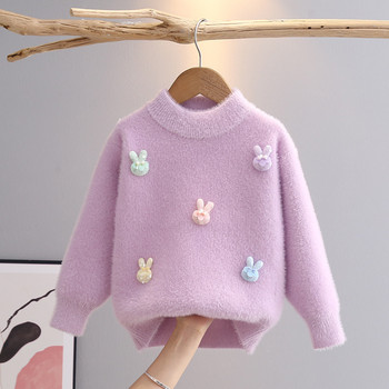 Παιδικά ρούχα Πουλόβερ πουλόβερ για κορίτσια Μόδα κουνέλι Cozy Flocking πλεκτά μπλουζάκια για κοριτσάκι Baby Bunny Χειμερινά ρούχα Νέα GY08121