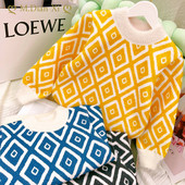 Poiste kampsun, 2023. aasta talvine uus, keskmistest kuni suurtele lastele plüüsis ja soojad topid Riided Lastemoe ruuduline Pullover Beebi kootud kampsun