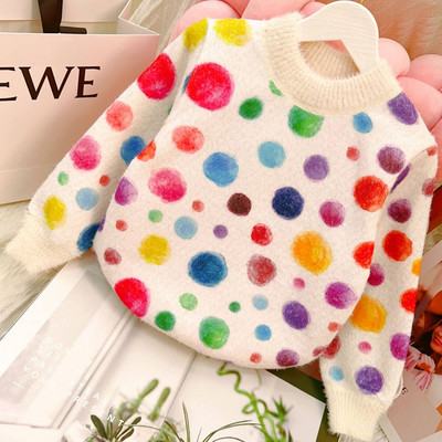 Poiste kampsun, 2023. aasta talvine uus, keskmistest kuni suurtele lastele plüüsis ja soojad topid Riided Lastemoe ruuduline Pullover Beebi kootud kampsun