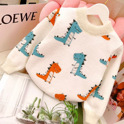 Poiste kampsun, 2023. aasta talvine uus, keskmistest kuni suurtele lastele plüüsis ja soojad topid Riided Lastemoe ruuduline Pullover Beebi kootud kampsun