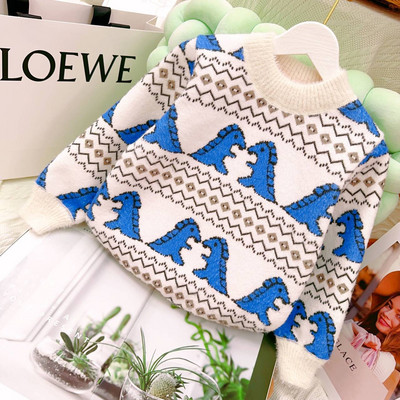 Poiste kampsun, 2023. aasta talvine uus, keskmistest kuni suurtele lastele plüüsis ja soojad topid Riided Lastemoe ruuduline Pullover Beebi kootud kampsun