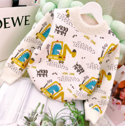 Poiste kampsun, 2023. aasta talvine uus, keskmistest kuni suurtele lastele plüüsis ja soojad topid Riided Lastemoe ruuduline Pullover Beebi kootud kampsun