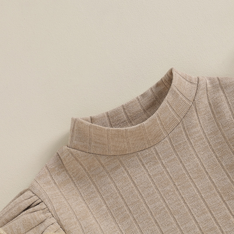 Vaikams, mergaitėms, 2 vnt., rūbų kostiumas, laisvalaikio kostiumas ilgomis rankovėmis, megzti megztiniai + languotas sijonas su diržu, mažylių drabužių rinkinys