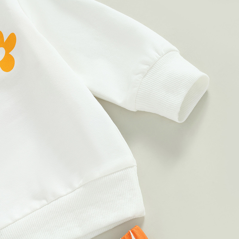 2 buc. Haine pentru bebeluși pentru fetițe, primăvară, toamnă, imprimeu cu litere, hanorace cu mânecă lungă cu gât turnu și costum cu pantaloni evazați cu imprimeu floral