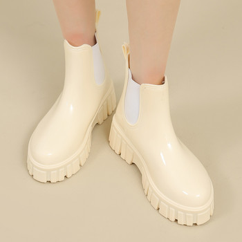 Ботуши за сняг с дебела подметка Дамски неплъзгащи се свалящи се с памучна вътрешна страна Ботуши за дъжд Външни гумени обувки за вода Обувки Four Seasons