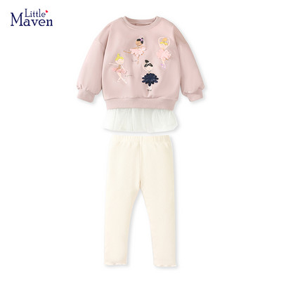 Little Maven 2023 Lasteriiete riided tüdrukutele Puuvillased multifilmi tüdrukute kapuutsikomplektid Sügisriiete komplektid lastele