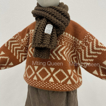 9347 Детски ретро пуловер Есен Зима 2021 г. Корейски пуловер за момче Пуловер Жакардов дизайн Пуловер за момиче 1-7 г Детски пуловер
