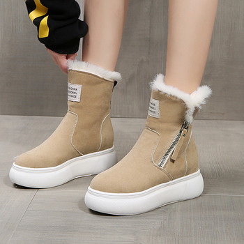 Дамски зимни топли удебелени плюшени ботуши за сняг Дамски нови зимни ботуши от изкуствен велур Дамски нехлъзгащи се памучни обувки с дебело дъно